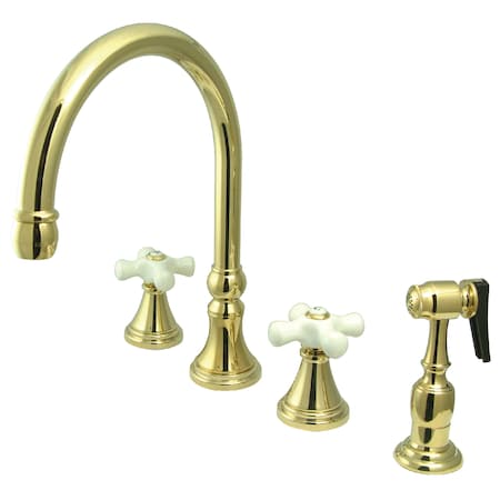 Kingston Brass Widespread Kitchen Faucet, Polished Brass KS2792PXBS